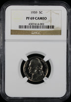 1959 Jefferson Proof Nickel 5c NGC PF69 Cameo