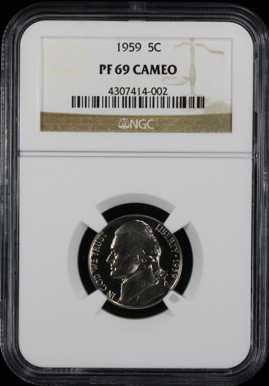 1959 Jefferson Proof Nickel 5c NGC PF69 Cameo