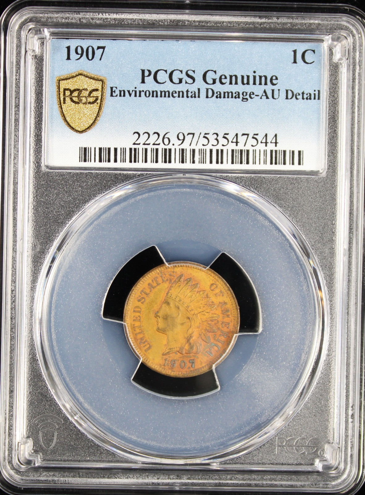 1907 Indian Cent 1c PCGS AU Details