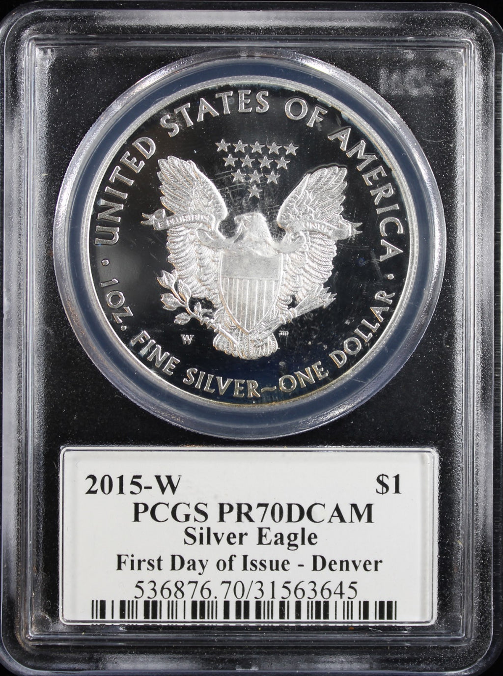 2015-W Silver Eagle PR70DCAM First Day of Issue - Denver Mercanti Signed