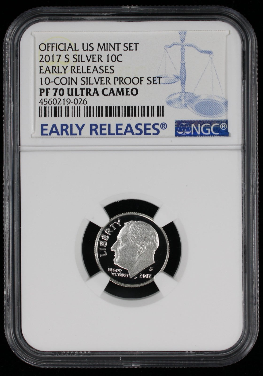 2017-S Proof Roosevelt Silver Dime 10c NGC PF70 UCAM Ultra Cameo