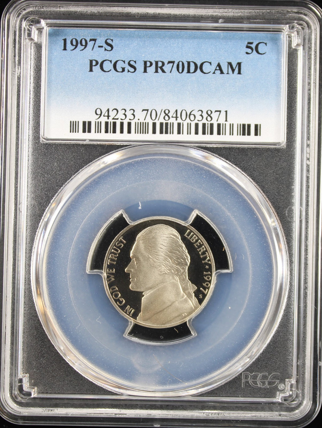 1997-S 5c Jefferson PCGS PR70DCAM