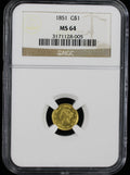 1851 $1 Gold Type 1 NGC MS64