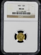 1851 $1 Gold Type 1 NGC MS64