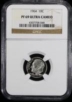 1964 Proof Roosevelt Silver Dime 10c NGC PF69 UC Ultra Cameo