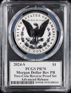 2024-S $1 Morgan PCGS Rev PR70 Advanced Release Emily Damstra Signature