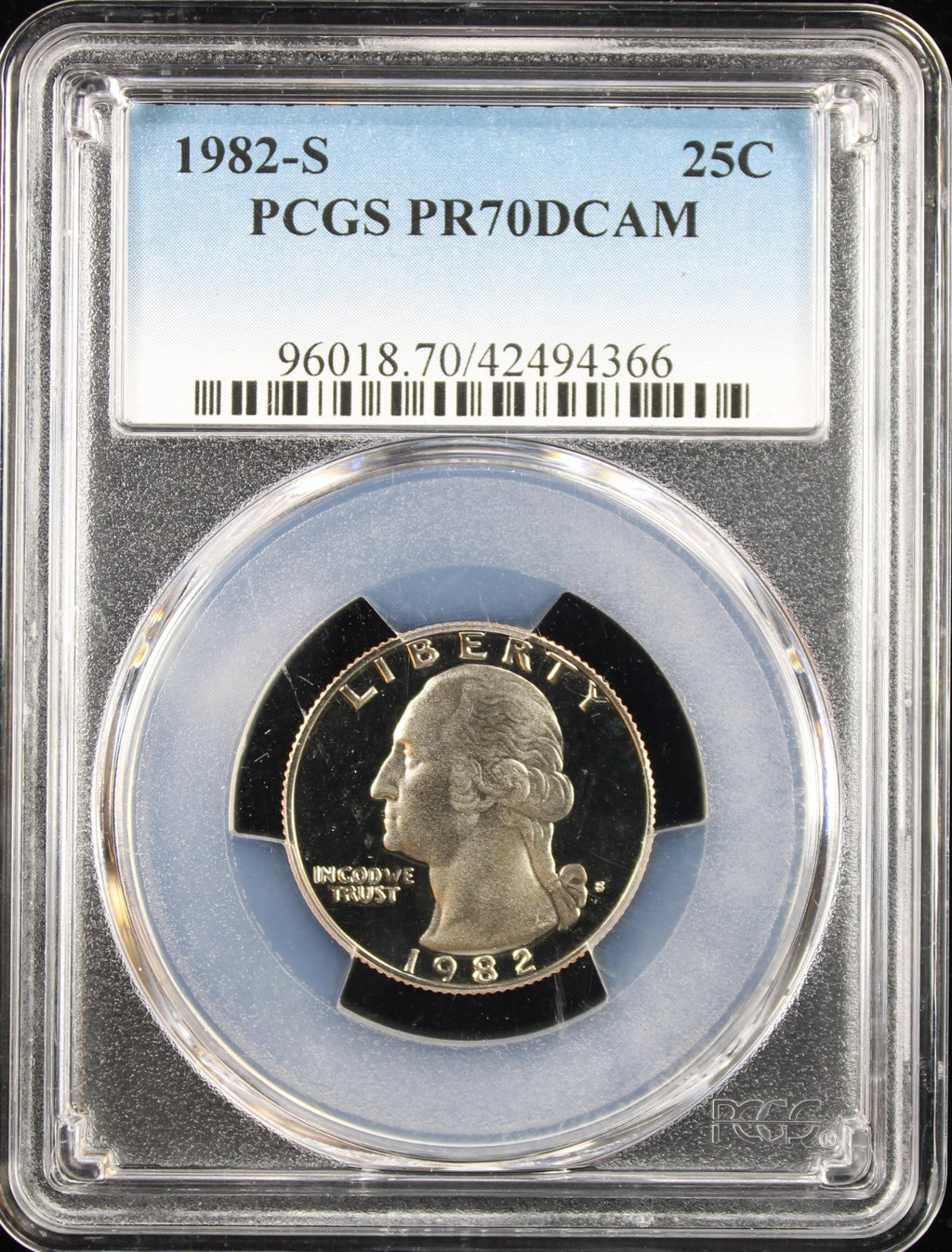 1982-S Proof Washington Quarter 25c PCGS PR70DCAM