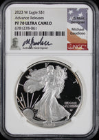 2023-W Silver Eagle NGC PR70UCAM Guadisoso Signed Advance Releases
