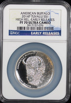 2014 $1 Tuvalu American Buffalo PF70 Ultra Cameo Early Releases