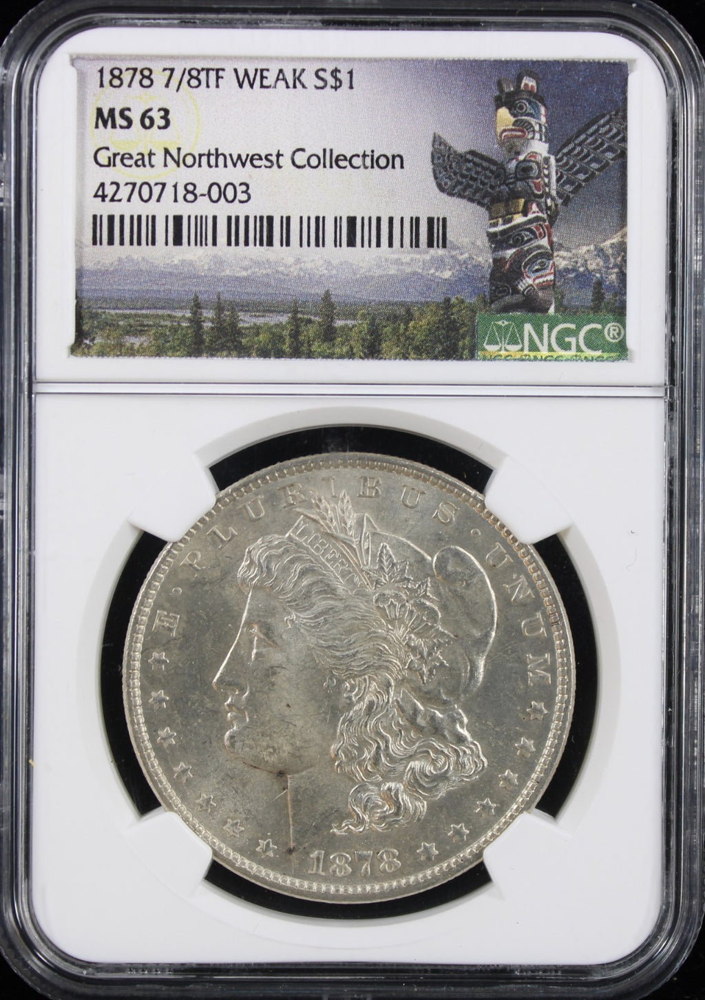 1878 7/8TF Weak $1 Morgan NGC MS63