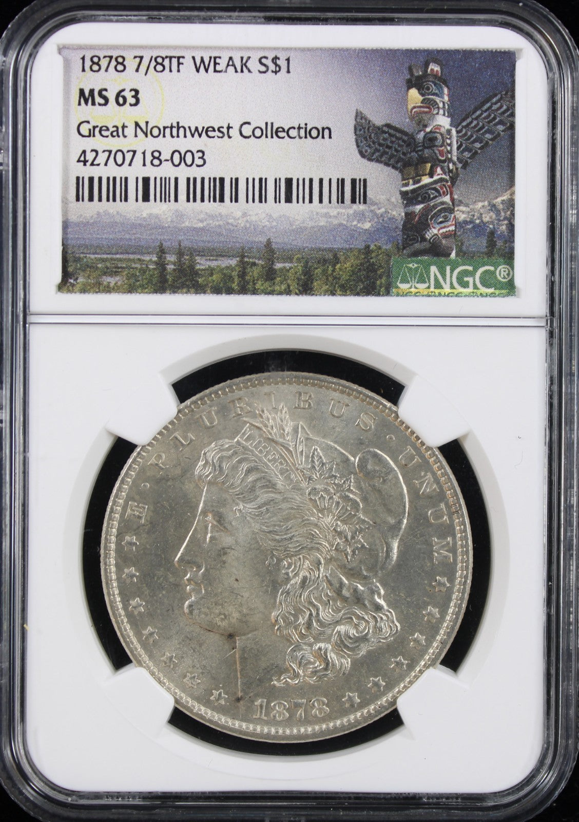 1878 7/8TF Weak $1 Morgan NGC MS63