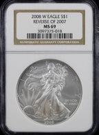 2008-W Silver Eagle NGC MS69 Reverse of 2007