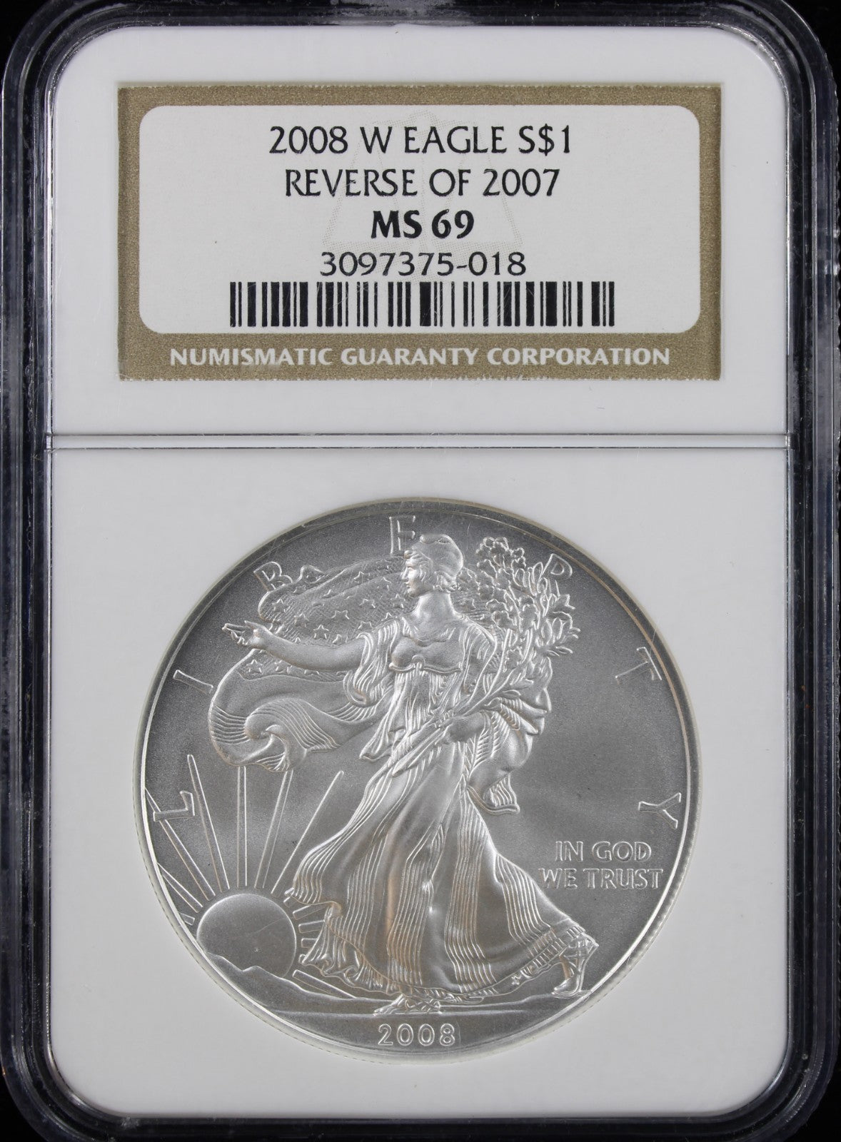 2008-W Silver Eagle NGC MS69 Reverse of 2007