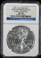 2011 Silver Eagle 25th Anniversary Set NGC PF/MS70