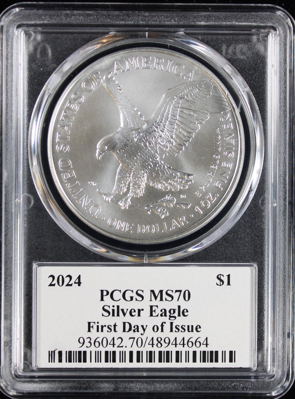 2024 Silver Eagle PCGS MS70 Damstra Signed First Day of Issue