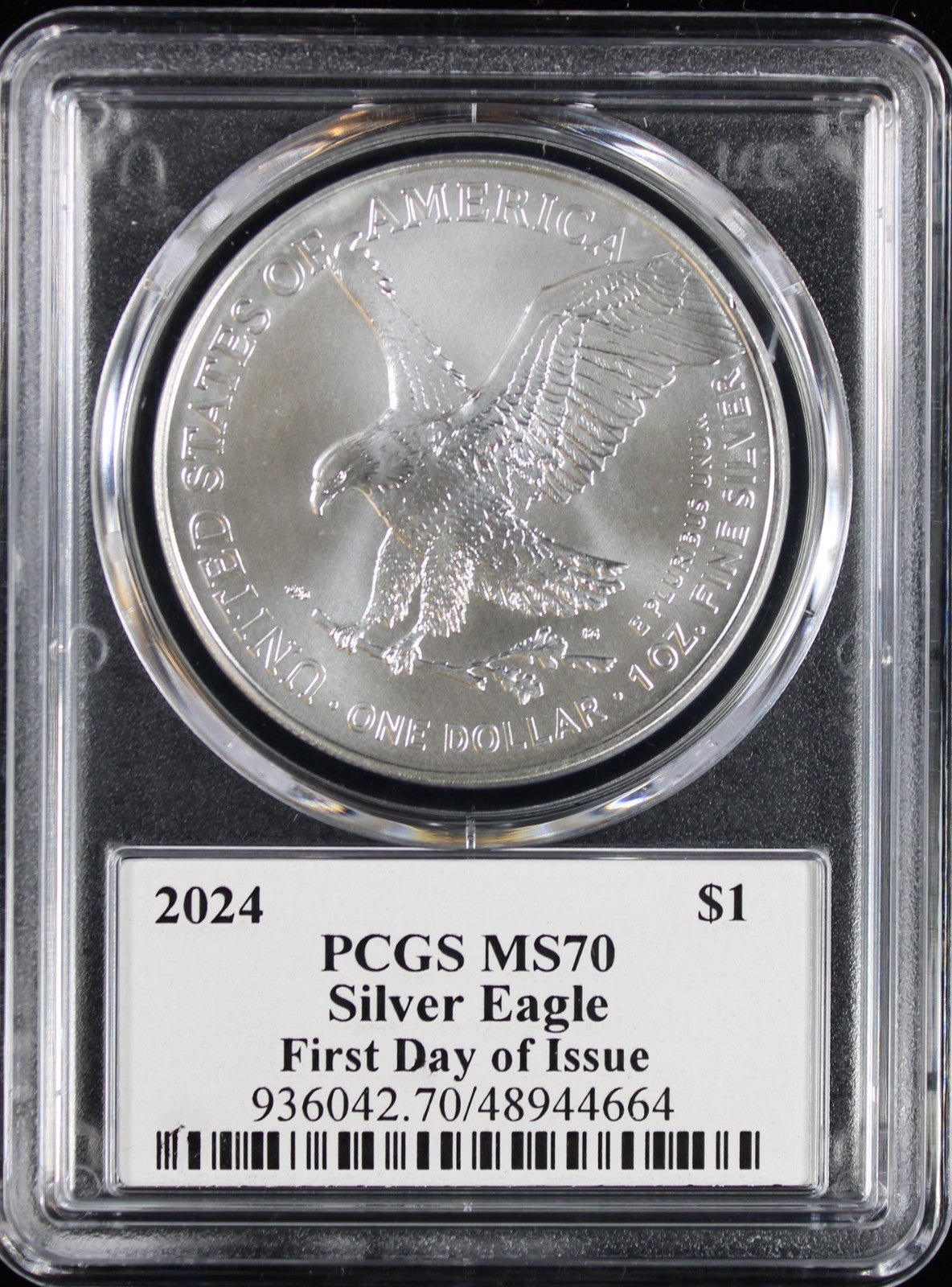 2024 Silver Eagle PCGS MS70 Damstra Signed First Day of Issue