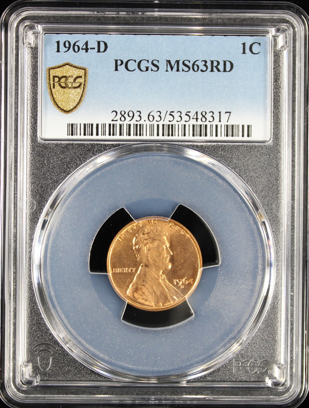 1964-D Lincoln Cent 1c PCGS MS63 RD