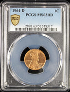 1964-D Lincoln Cent 1c PCGS MS63 RD