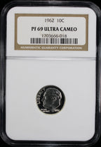 1962 Proof Roosevelt Silver Dime 10c NGC PF69 UC Ultra Cameo