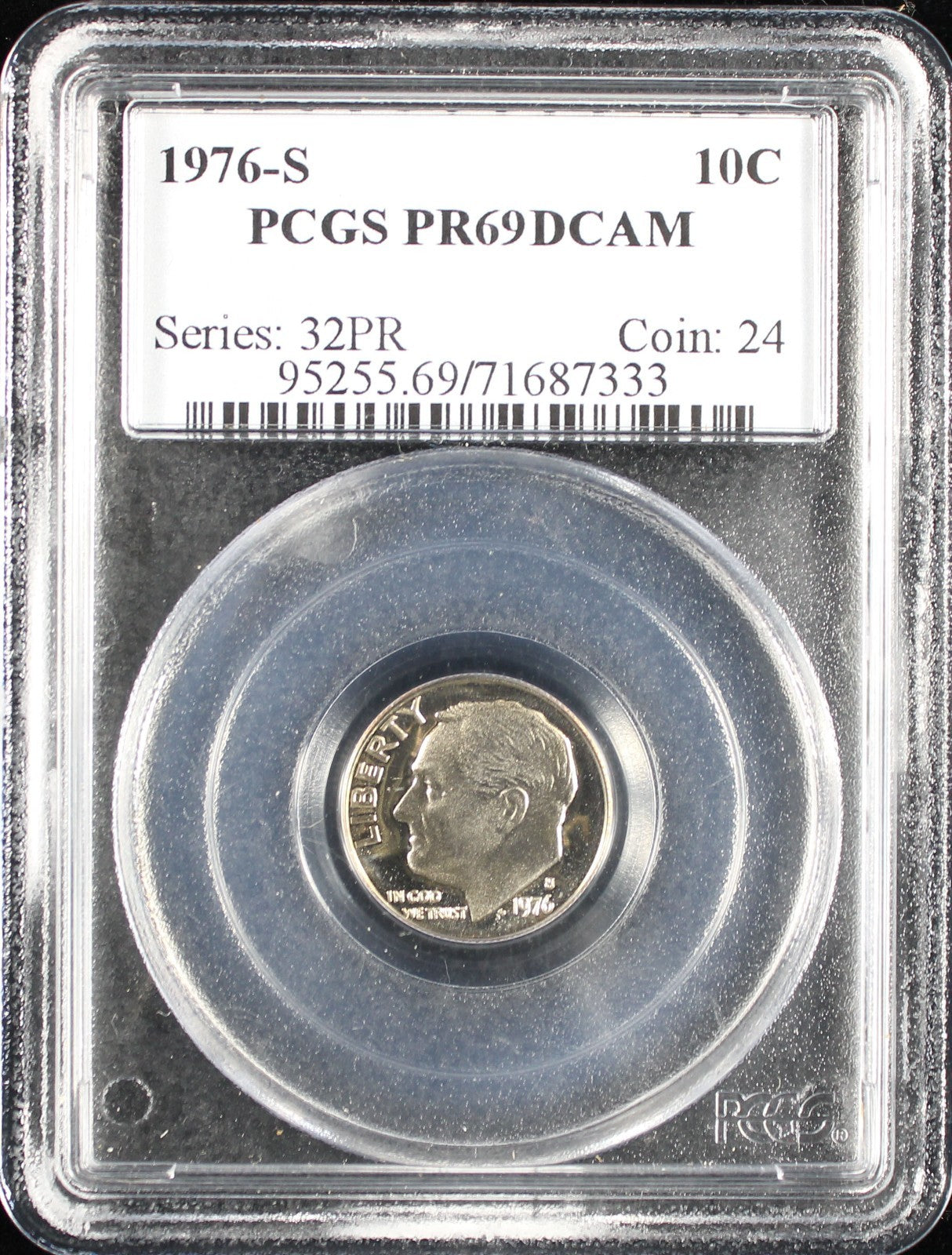 1976-S Proof Roosevelt Dime 10c PCGS PR69 DCAM Deep Cameo