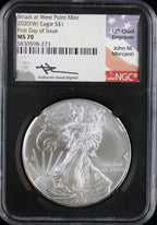 2020-W Silver Eagle NGC MS70 First Day of Issue Mercanti Signed
