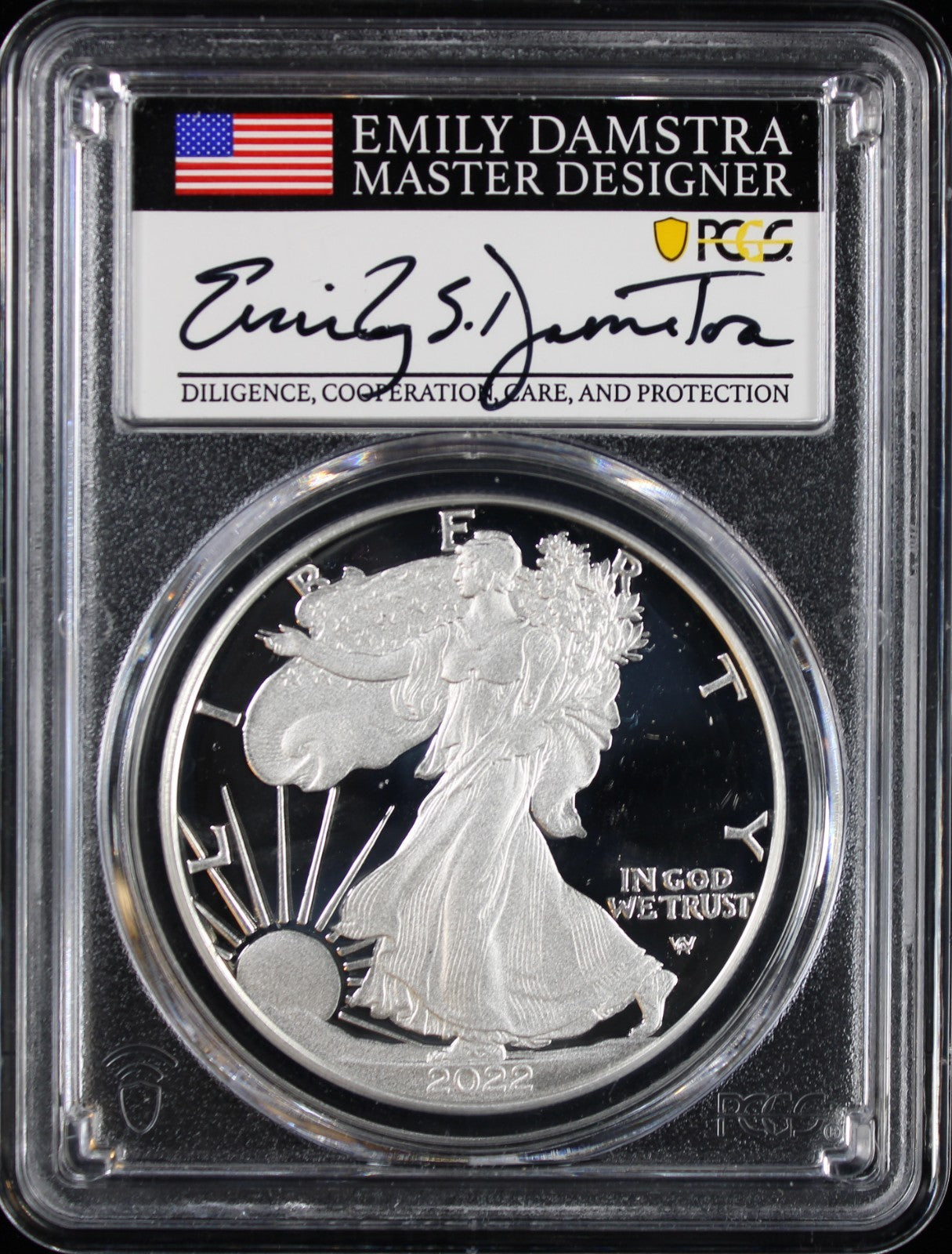 2022-W (2024) Silver Eagle PCGS PR70DCAM Damstra Signed