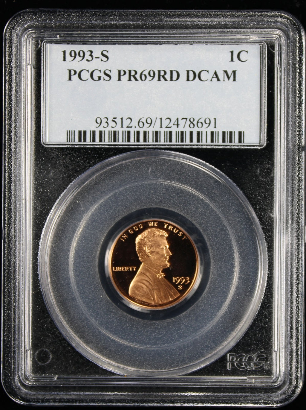 1993-S Proof Lincoln Cent 1c PCGS PR69 Rd RED Deep Cameo