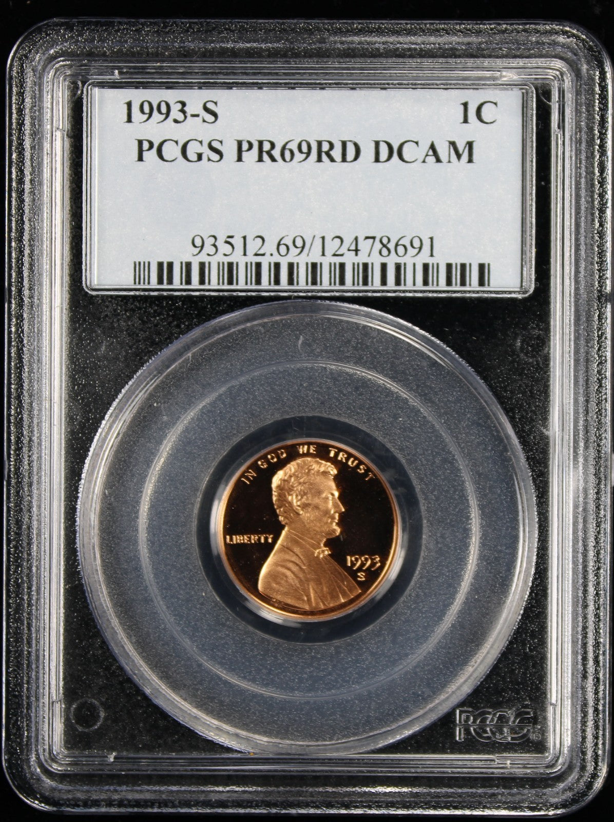 1993-S Proof Lincoln Cent 1c PCGS PR69 Rd RED Deep Cameo