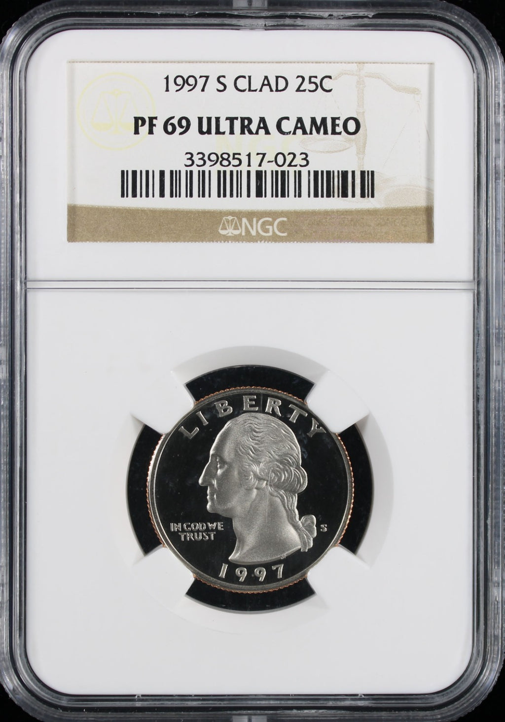 1997-S Proof Washington Quarter 25c PCGS PR69 Ultra Cameo