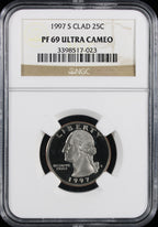 1997-S Proof Washington Quarter 25c PCGS PR69 Ultra Cameo