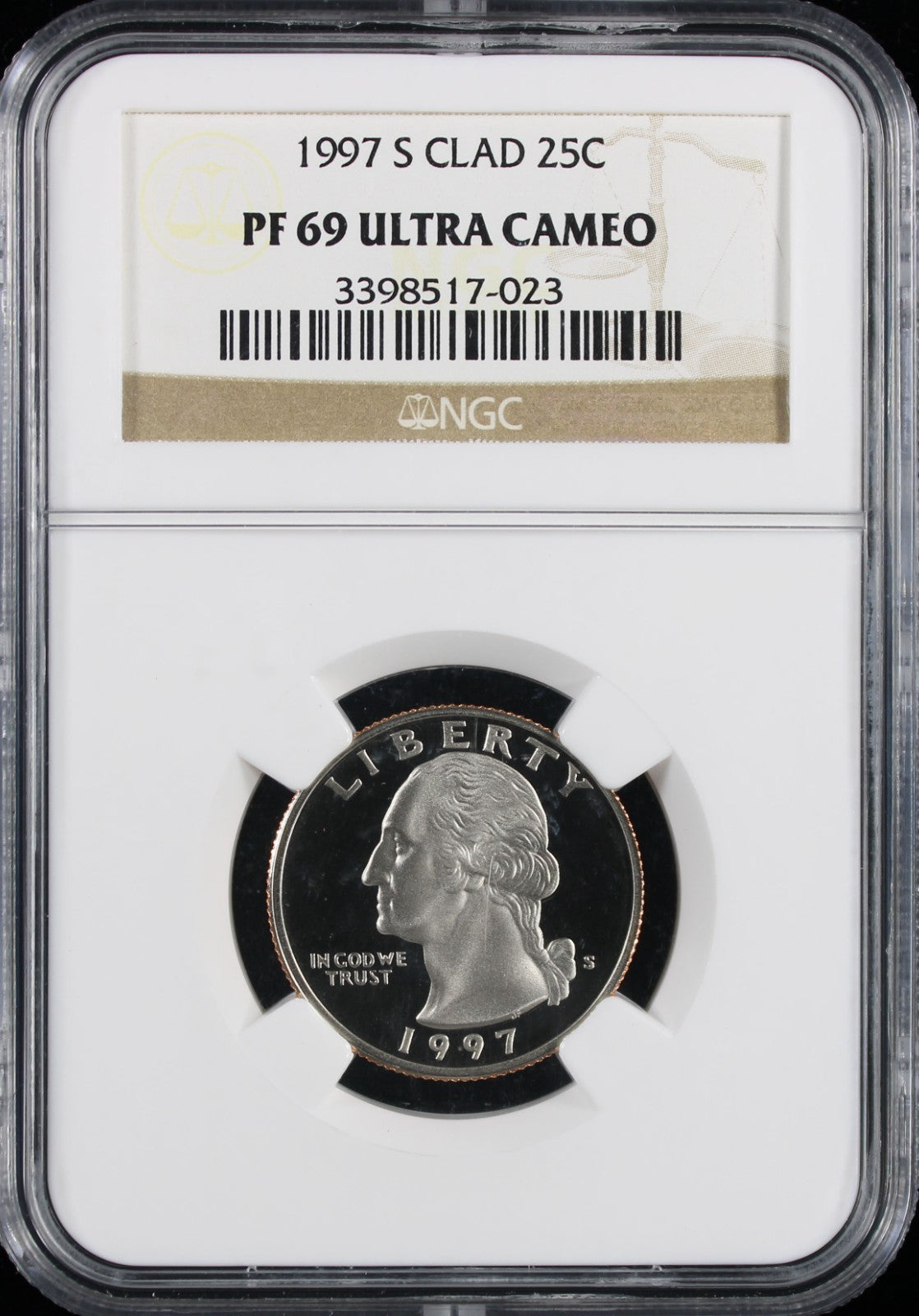 1997-S Proof Washington Quarter 25c PCGS PR69 Ultra Cameo