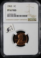 1963 Proof Lincoln Cent 1c NGC PR67 RD