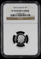 2010-S Proof Roosevelt Silver Dime 10c NGC PF70 UCAM Ultra Cameo