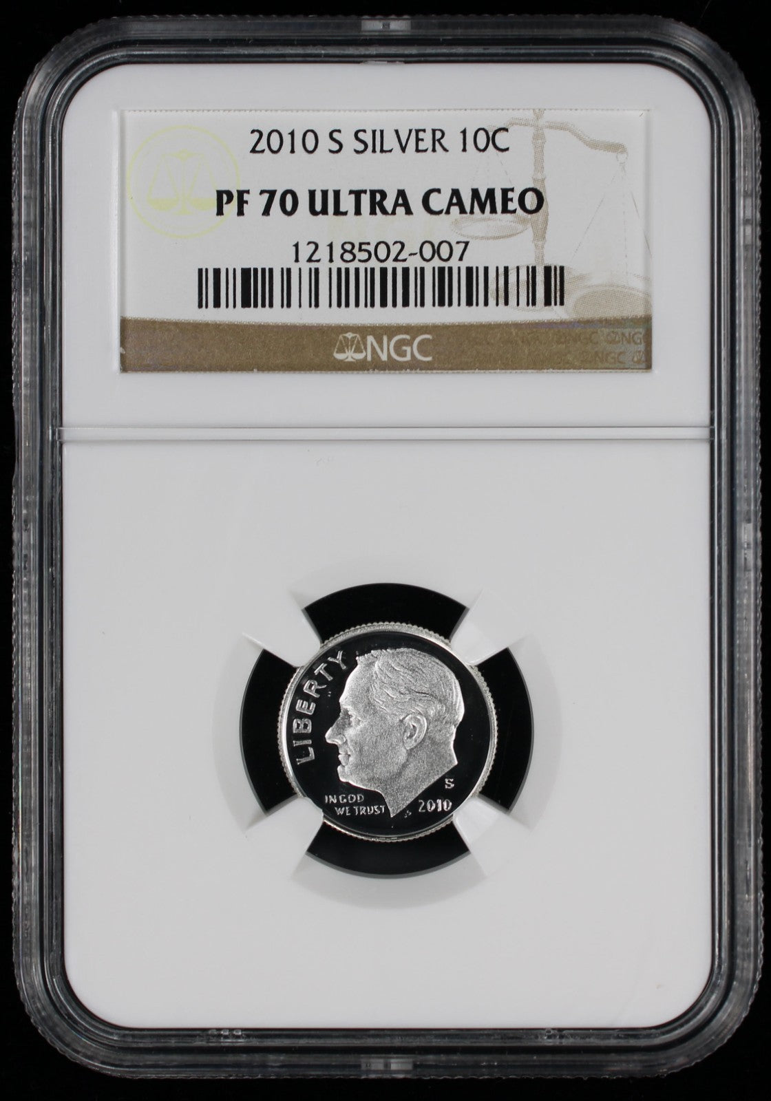 2010-S Proof Roosevelt Silver Dime 10c NGC PF70 UCAM Ultra Cameo