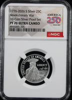 1776-2026-S Silver 25c NGC Revolutionary War PF70UCAM