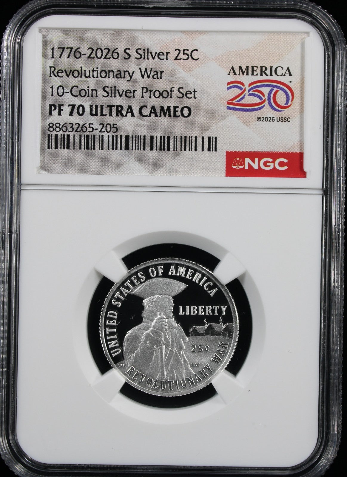 1776-2026-S Silver 25c NGC Revolutionary War PF70UCAM
