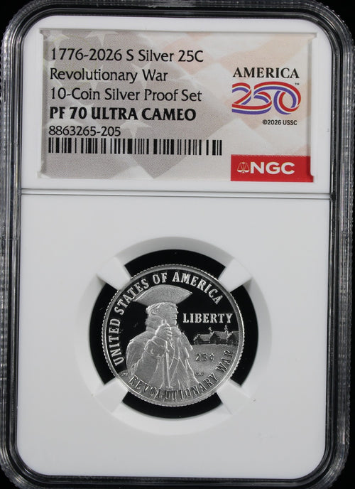 1776-2026-S Silver 25c NGC Revolutionary War PF70UCAM