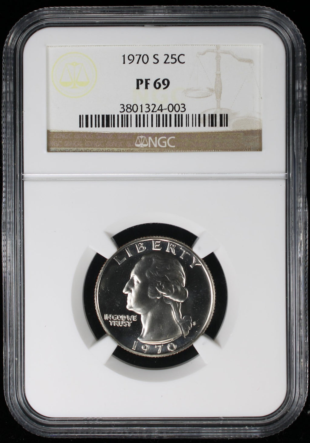 1970-S Proof Washington Quarter 25c NGC PF69