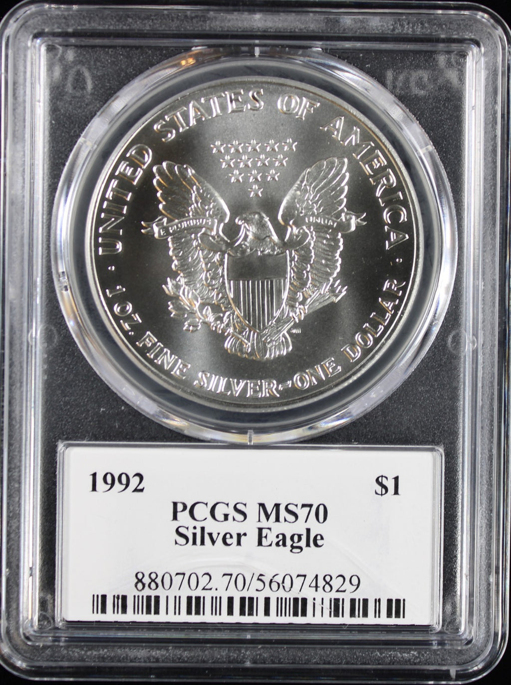 1992 Silver Eagle PCGS MS70 Mercanti Signed