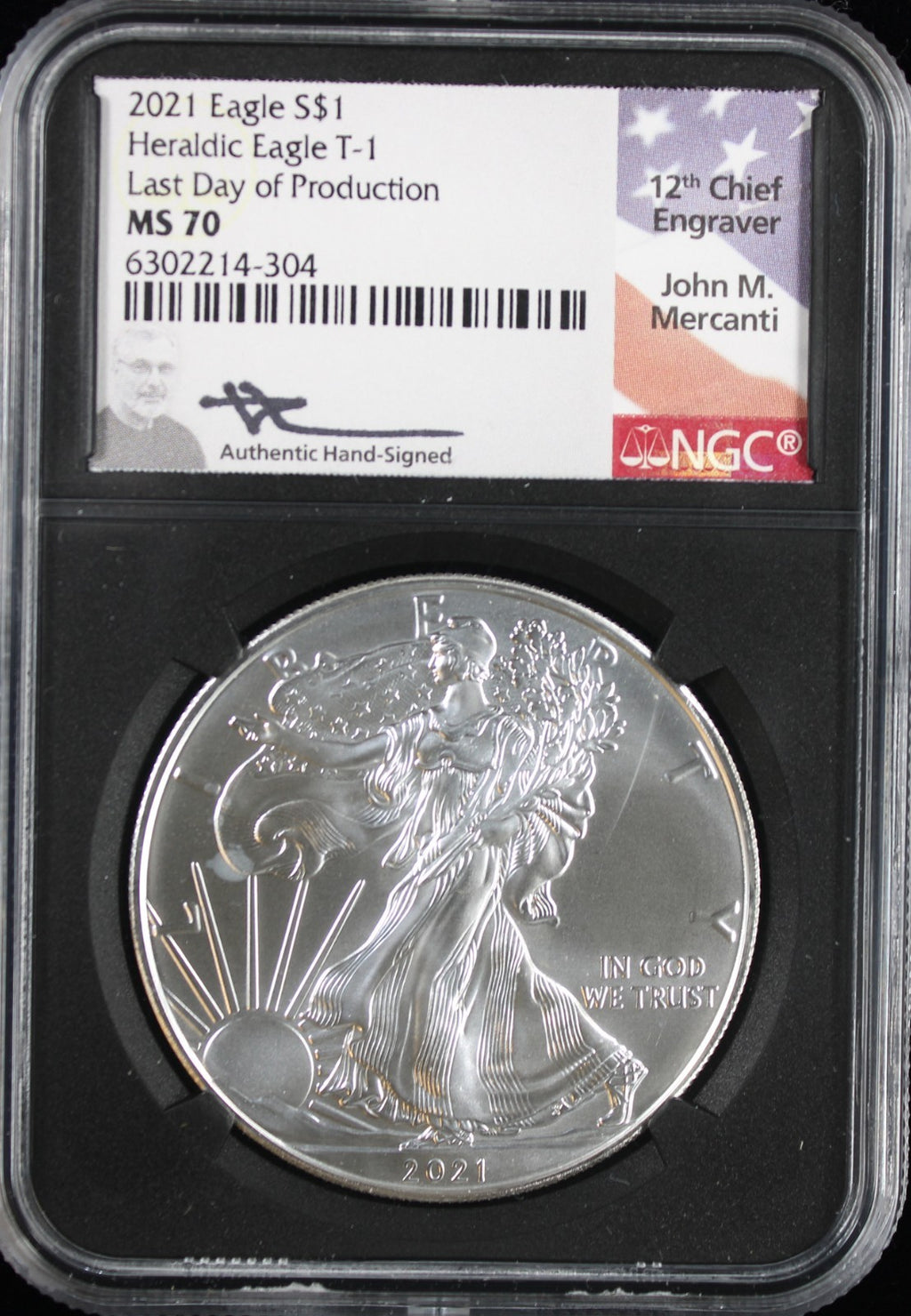 2021 Silver Eagle NGC MS70 Mercanti Signed Type 1