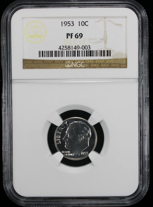 1953 Proof Roosevelt Silver Dime 10c NGC PF69