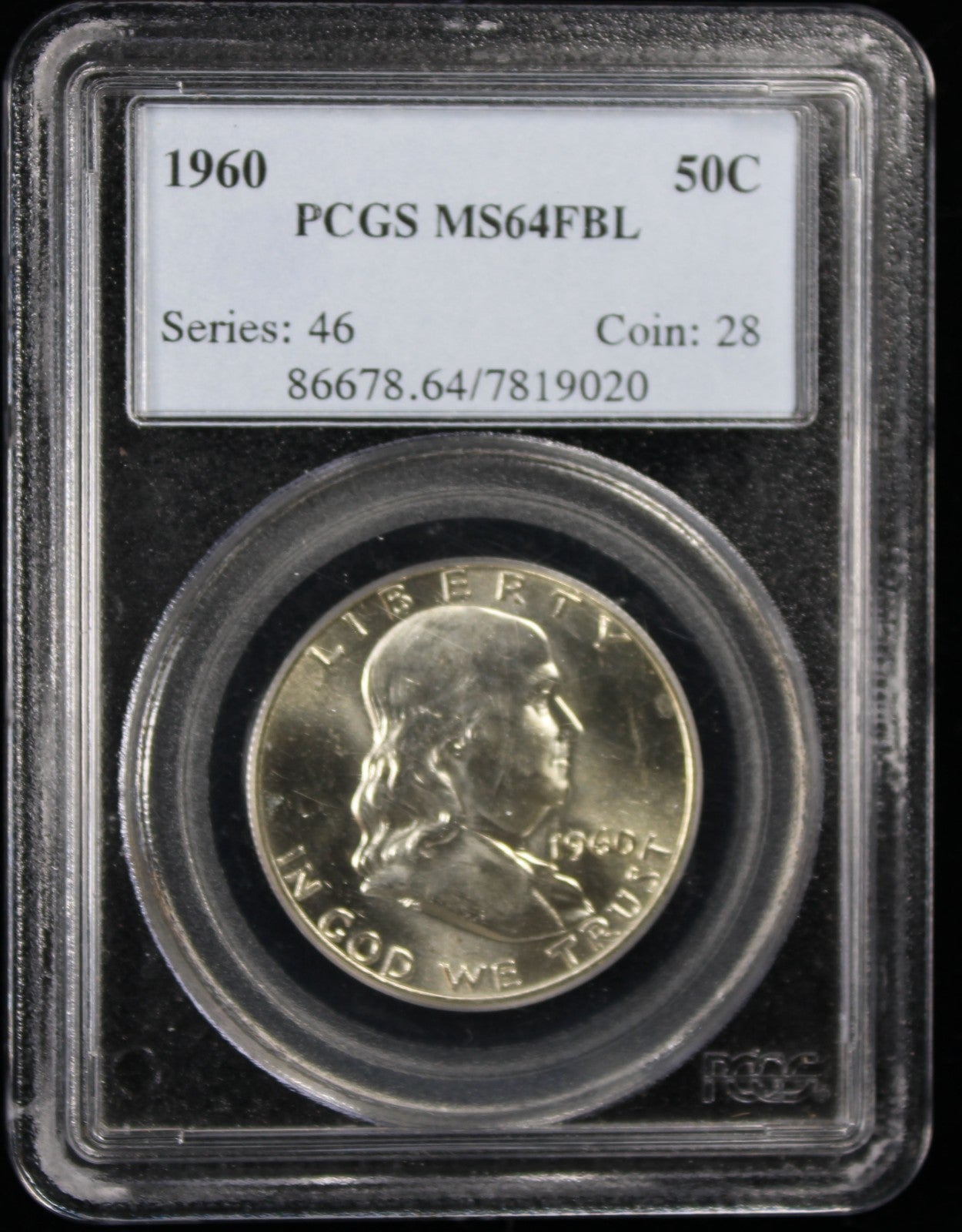 1960 Franklin Half Dollar 50c NGC MS64 FBL