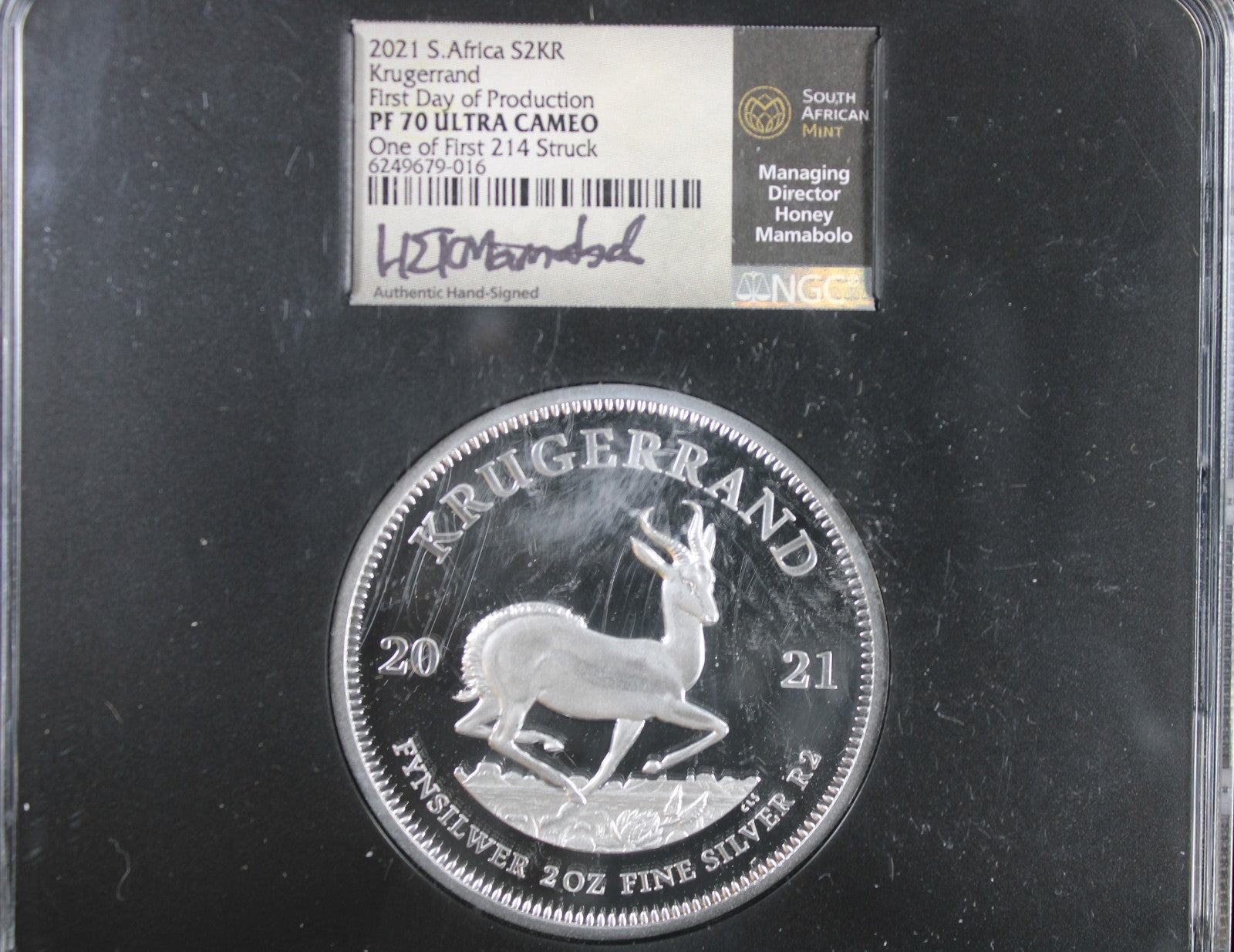 2021 South Africa Silver 2 Krugerrand NGC One of First 214 Struck PF70UCAM