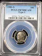 1981-S Type 1 10c PCGS PR70DCAM