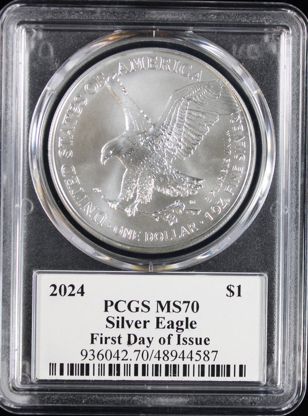 2024 Silver Eagle PCGS MS70 Damstra Signed First Day of Issue