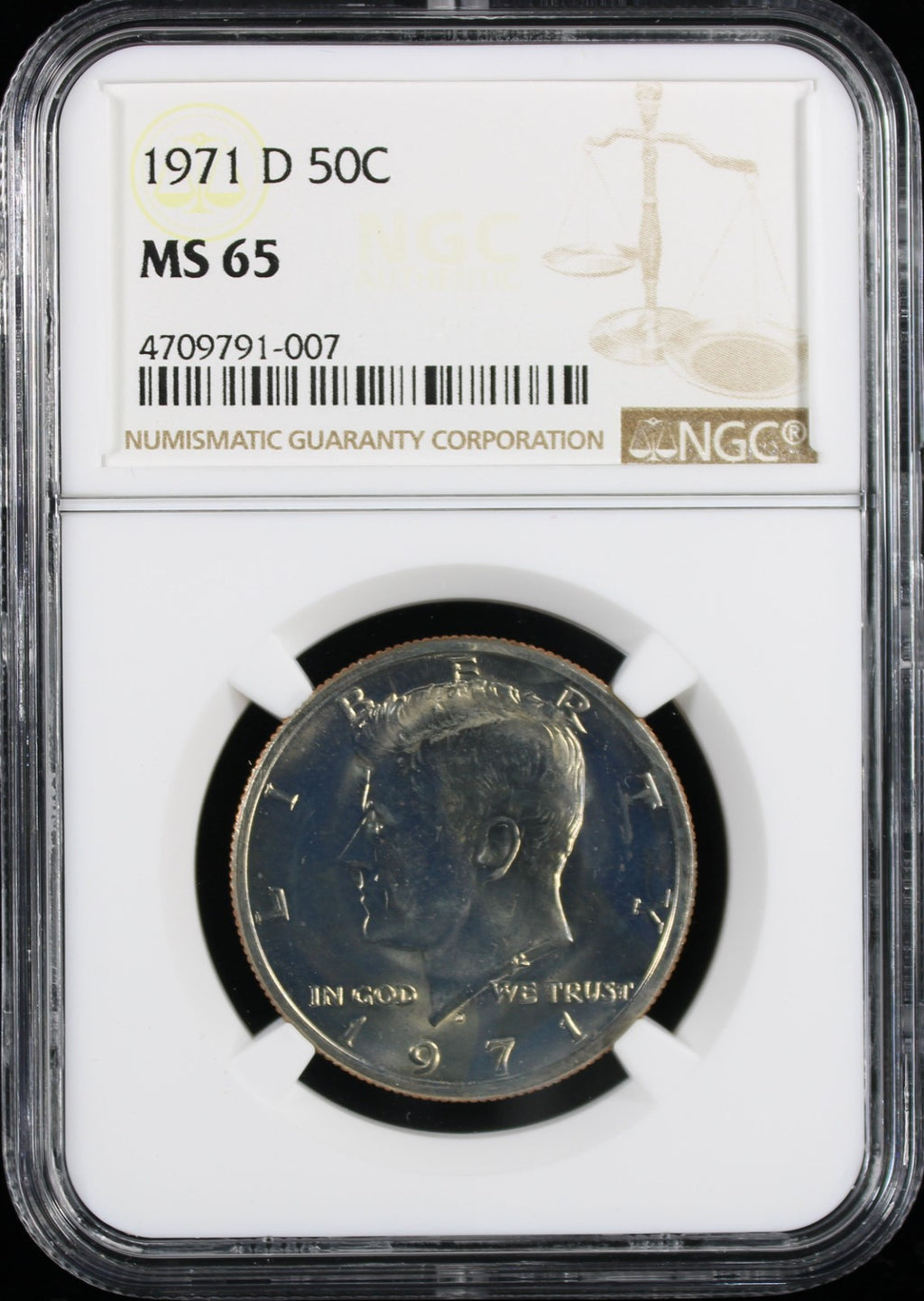1971-D Kennedy Half Dollar 50c NGC MS65