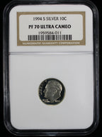 1994-S Proof Roosevelt Dime 10c NGC PF70 UCAM Ultra Cameo Silver