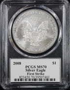 2008-W Silver Eagle PCGS MS70 First Strike Cleveland Signed