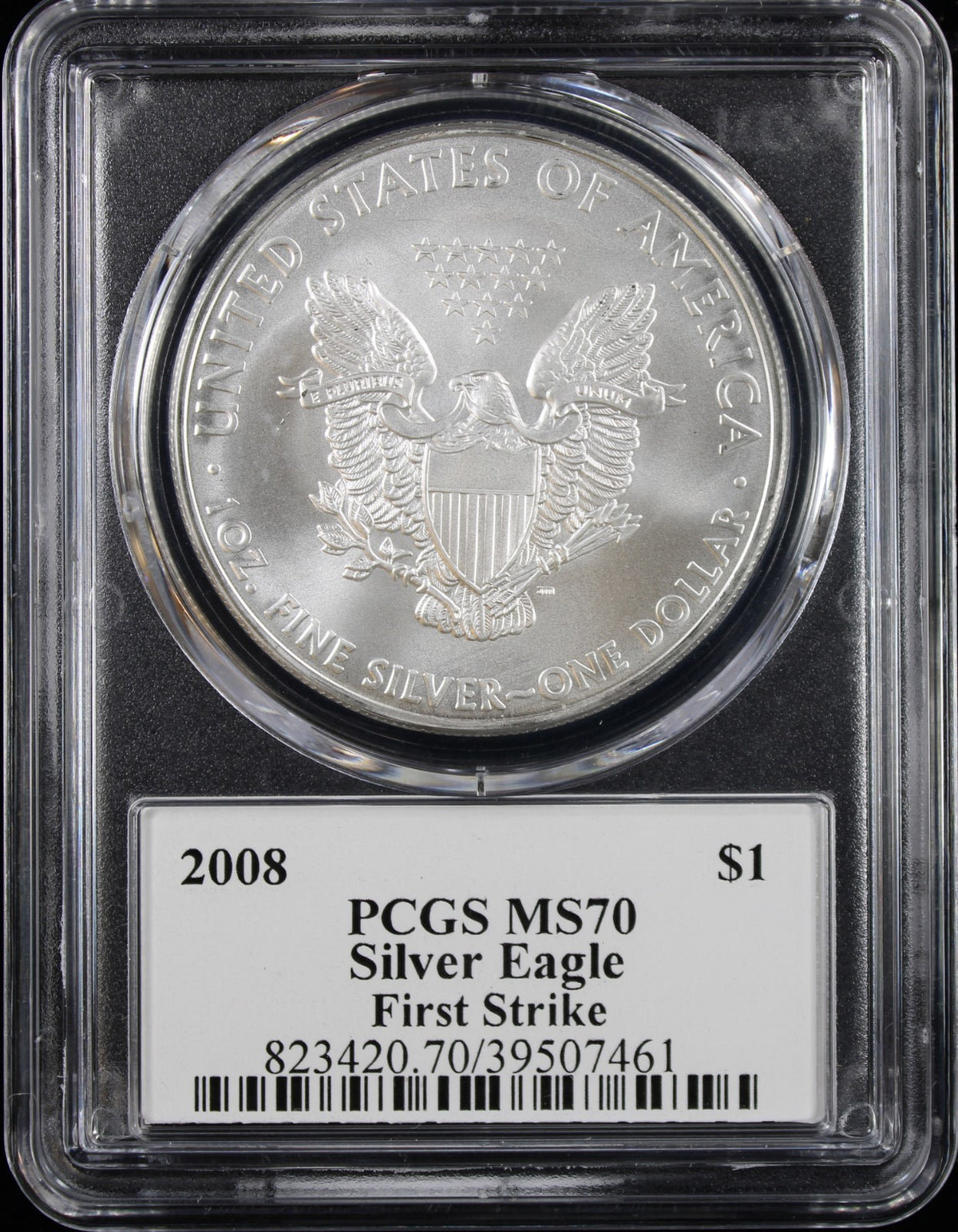 2008-W Silver Eagle PCGS MS70 First Strike Cleveland Signed