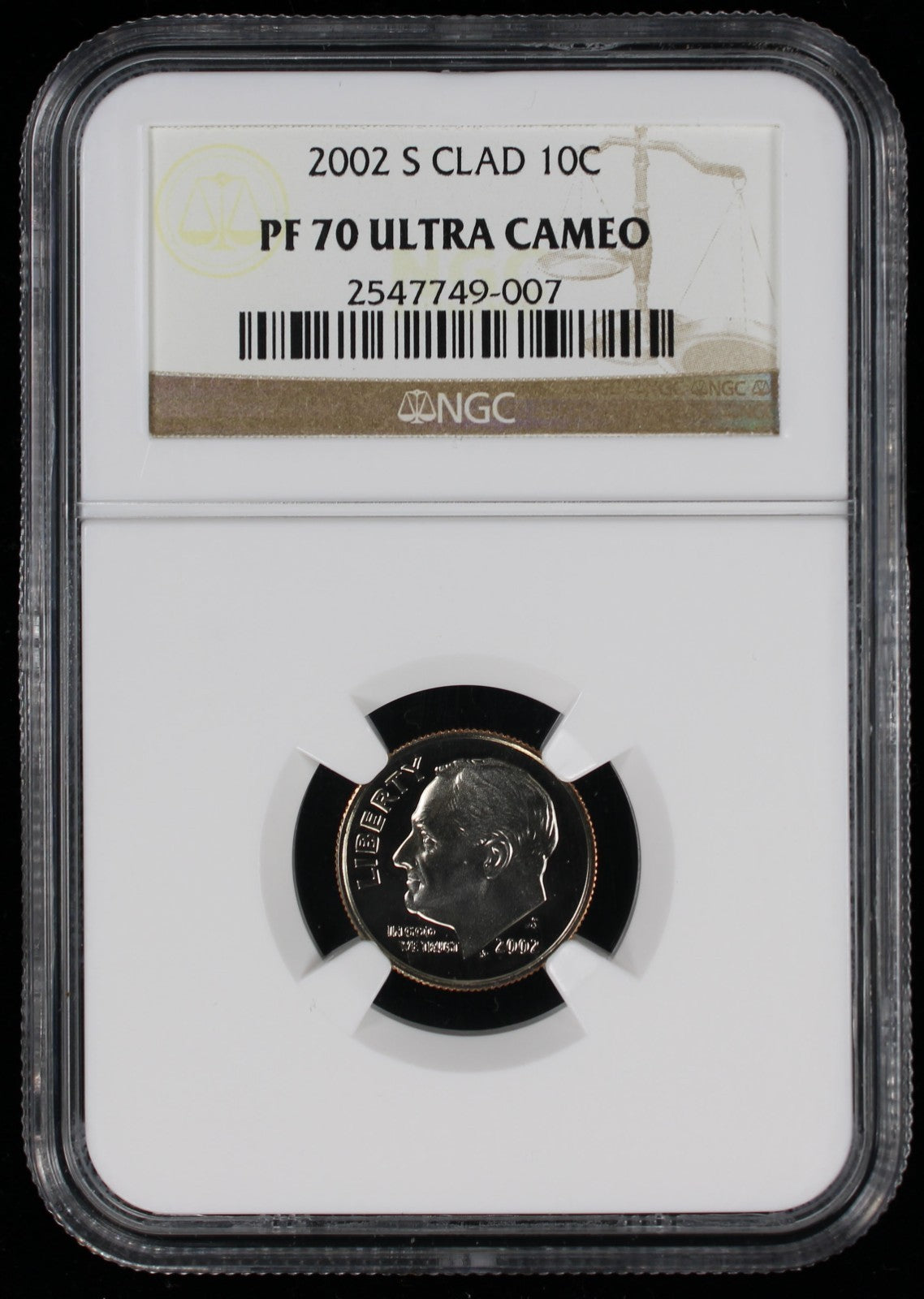 2002-S Proof Roosevelt Dime 10c NGC PF70 UCAM Ultra Cameo